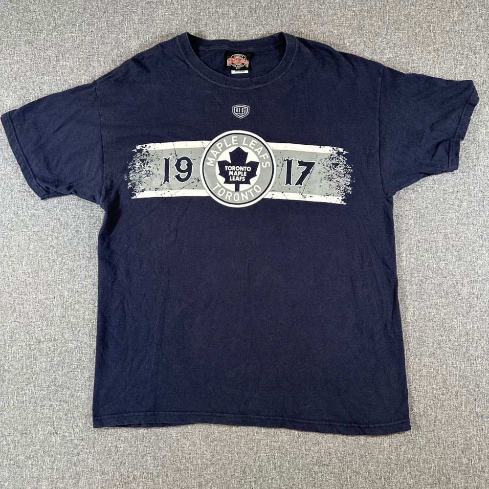 Toronto Maple Leafs T-Shirt Mens L Navy NHL Hockey Old Time Hockey
